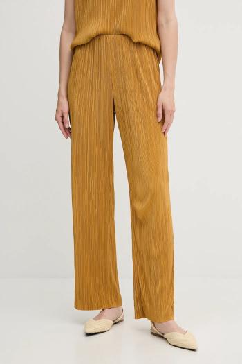 Nohavice Calvin Klein žltá farba, rovný strih, vysoký pás, LV044A200G