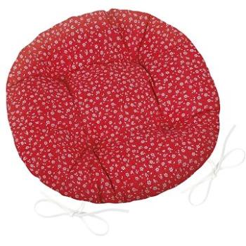 Bellatex Adela prešívaný okrúhly – priemer 40 cm – červený kvietok (6350)