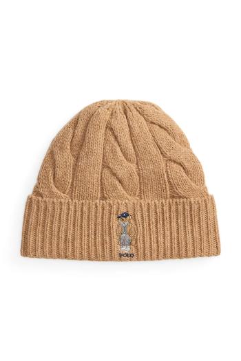 Vlnená čiapka Polo Ralph Lauren béžová farba, 455981433