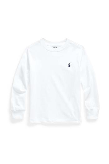 Detská bavlnená košeľa s dlhým rukávom Polo Ralph Lauren biela farba, jednofarebná, 322843804004