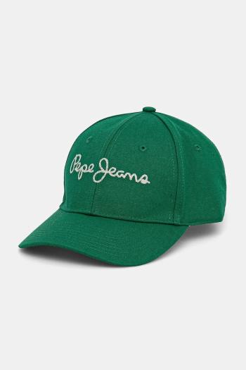 Bavlnená šiltovka Pepe Jeans MALLON CAP zelená farba, s nášivkou, PM040567