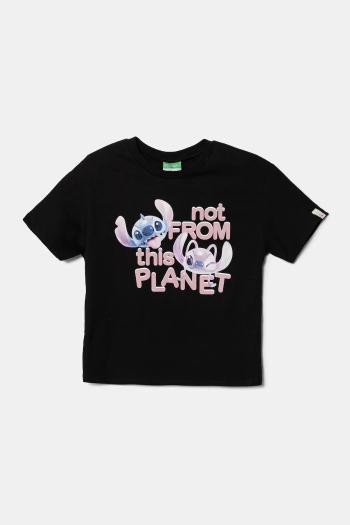 Detské bavlnené tričko United Colors of Benetton čierna farba, 35RYC10MV