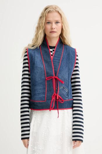 Vesta Renewed creative upcycling tmavomodrá farba, jednoradová, Renewed INTU x Answear