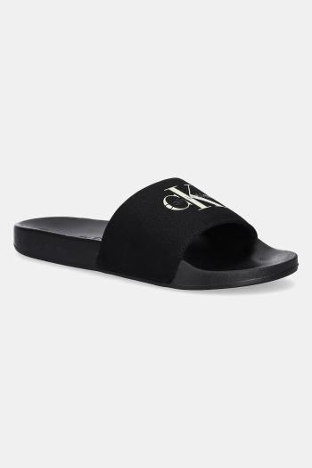 Šľapky Calvin Klein Jeans SLIDE MONOLOGO CV čierna farba, YM0YM01367