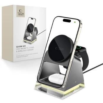 Tech-Protect A43 MagSafe bezdrôtová nabíjačka na mobil / Apple Watch / AirPods 15W, čierna