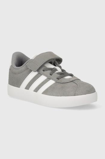Detské semišové tenisky adidas VL COURT 3.0 EL C šedá farba
