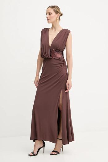 Šaty Herve Leger Lucille hnedá farba, maxi, rovný strih, SEJ8524861