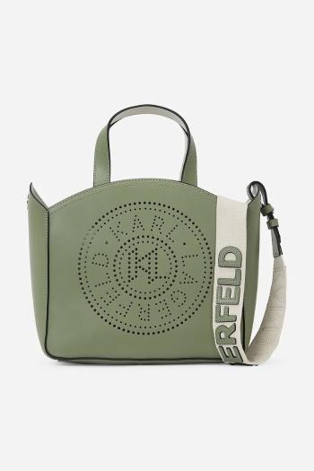 Kožená kabelka Karl Lagerfeld zelená farba, A1W30058