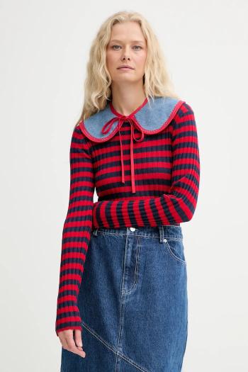 Ozdobný džínsový golier Renewed creative upcycling modrá farba, vzorovaný, Renewed INTU x Answear