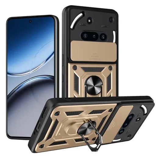 RING CAMERA Kryt s držiakom pre Nothing Phone (3a) zlatý