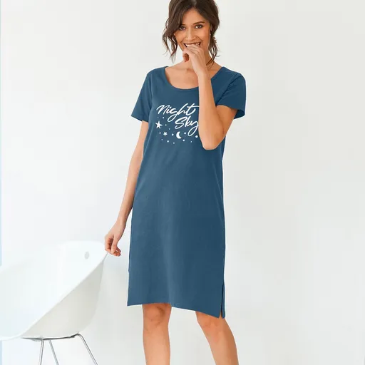 Krátka nočná košeľa s krátkymi rukávmi a potlačou Night sky