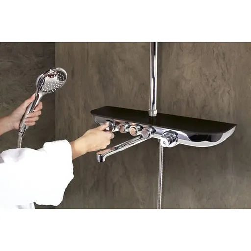 Vaňová batéria RAV Slezák s poličkou čierna / chróm MU253.5/5SC