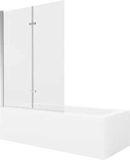 MEXEN/S - Vega obdĺžniková vaňa 150 x 70 cm s panelom + vaňová zástena 120, transparent, chróm 550115070X9212020100
