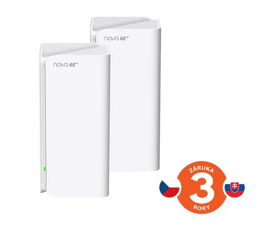 Tenda Nova MX21 Pro (2-pack) WiFi6E AXE5700 Mesh Gigabit systém, 6x GLAN/GWAN, WPA3, VPN, SK app