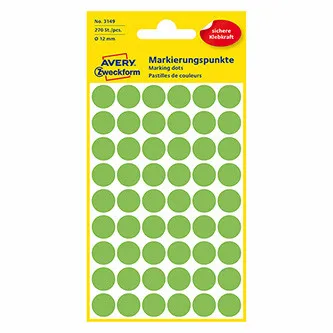 Avery Zweckform etikety 12mm, neón zelené, 54 etiket, značkovacie, balené po 5 ks, 3149, pre ručný popis