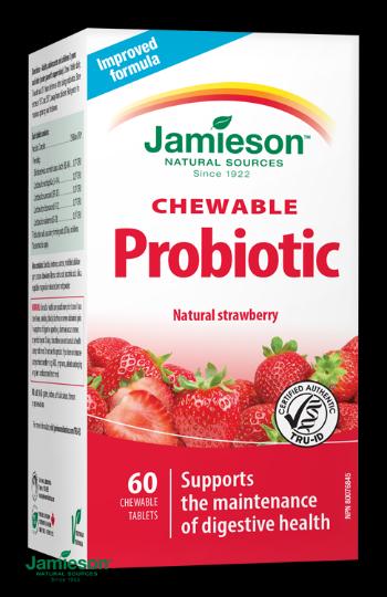 JAMIESON Probiotic tablety na cmúľanie s jahodovou príchuťou  tbl. 60 pastiliek