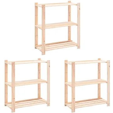 Regály 3 police 3 ks 80 × 38 × 90 cm masívna borovica 150 kg 3051118