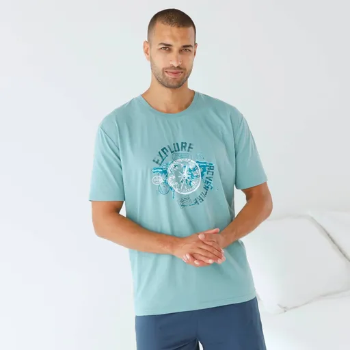 Pyžamové tričko s potlačou a krátkymi rukávmi