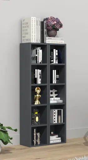 VCM Dřevěný stojan na CD a DVD Megosa S, antracitová