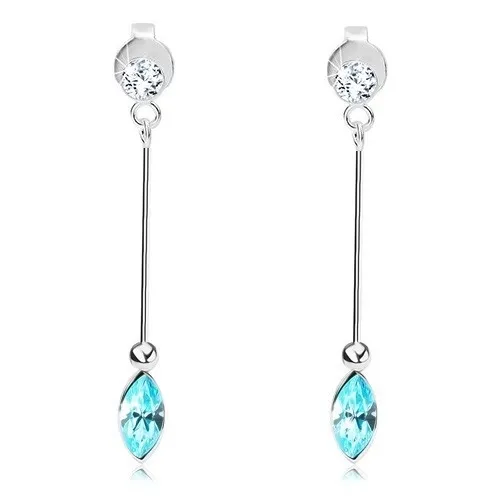 Náušnice zo striebra 925, číry okrúhly a svetlomodrý zrnkový Swarovského krištáľ