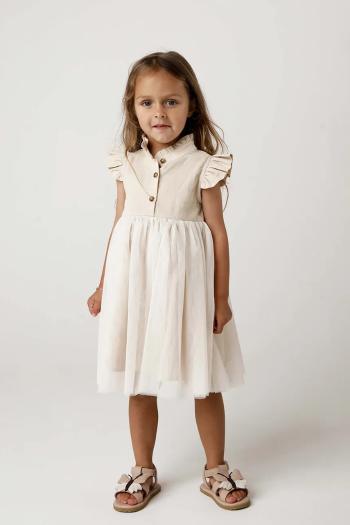 Dievčenské šaty Donsje Fleurance Dress béžová farba, mini, áčkový strih, 4062900