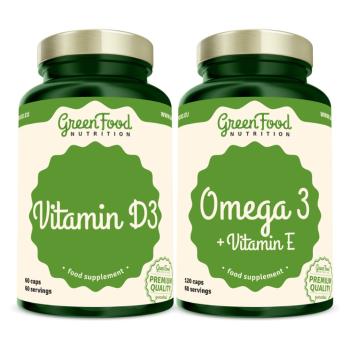GREENFOOD NUTRITION Omega 3 + vitamín E 120 kapsúl + vitamín D3 60 kapsúl