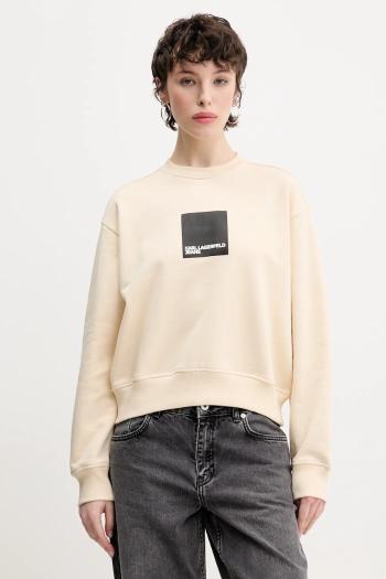 Bavlnená mikina Karl Lagerfeld Jeans dámska, béžová farba, s potlačou, A1W20006