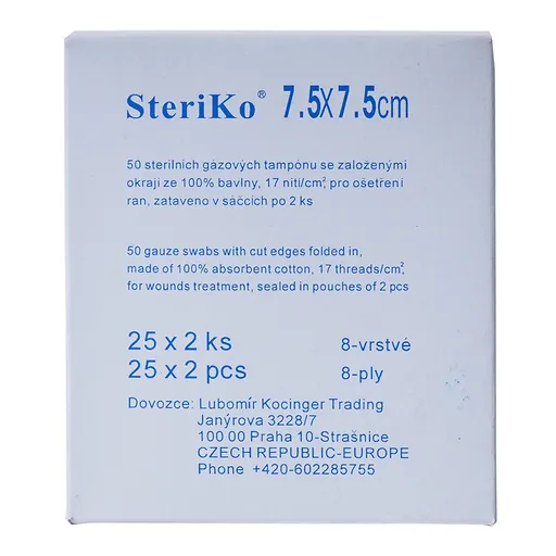 Gáza kompr.ster.Steriko 7.5x7.5/25x2 8 vrstev