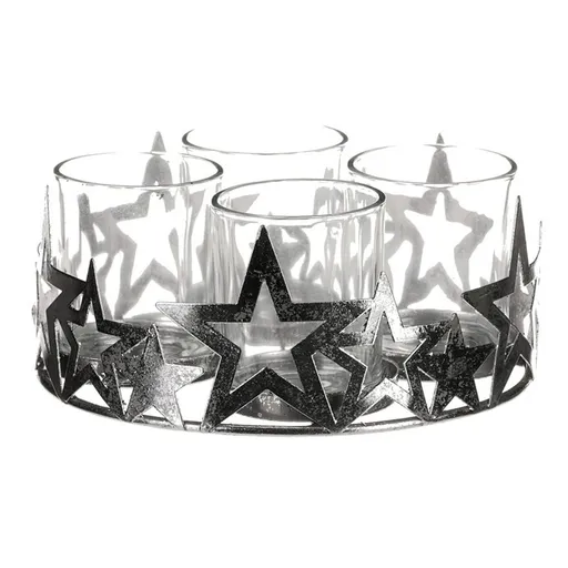 Adventný svietnik s kalíškami Hviezda, kov, strieborná