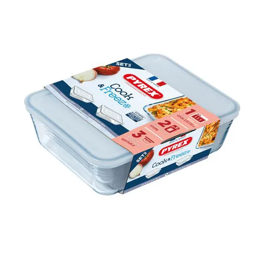 Súprava sklenených dóz s viečkom PYREX 1500ml a 2600ml