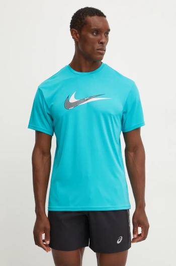 Športové tričko Nike Stacked Swoosh tyrkysová farba, s potlačou, NESSE512