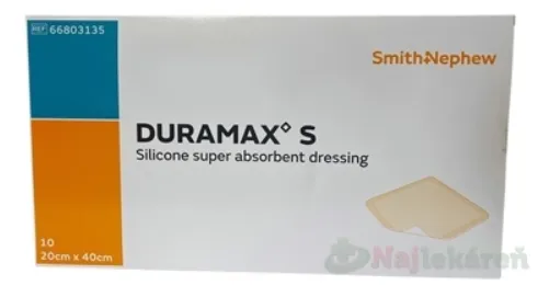 DURAMAX S silikónový superabsorpčný obväz - krytie 20x40cm 10ks