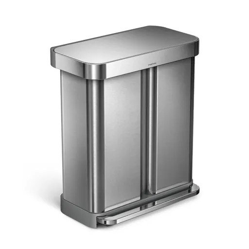 Simplehuman Pedálový odpadkový kôš na triedený odpad, 58 l, kefovaná oceľ, FPP