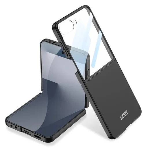 GKK Plastový kryt so sklom pre vonkajší displej Samsung Galaxy Z Flip7 5G čierny