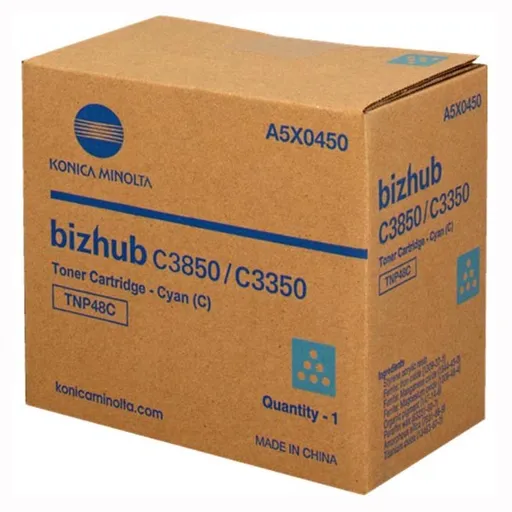 Konica Minolta originál toner A5X0450, cyan, 10000str., TNP48C, Konica Minolta Bizhub C3350, C3850, O, azurová