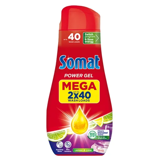 SOMAT All-in-1 Gél do umývačky Lemon & Lime 2 x 720 ml 80 dávok