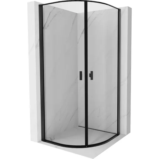 MEXEN - MIST dverná časť štvrťkruhová (2d) 80x80x200 cm 6mm čierna, okraj 8A31-080-080-70-70