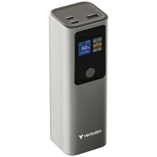 VERBATIM Powerbanka Charge 'n' Go, 27000 mAh, 2x USB-C 140W, 1x USB-A 18W, Šedá