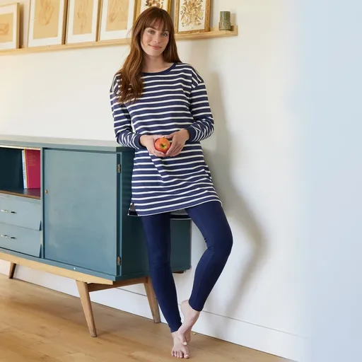 Pruhované moltonové pyžamo s legínami