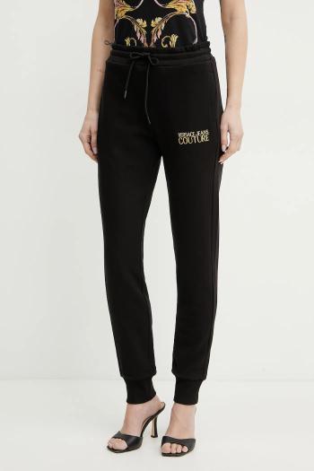 Bavlnené tepláky Versace Jeans Couture dámske, čierna farba, jednofarebné, 78HAAT06 CF01T