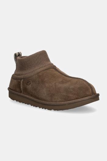 Detské semišové snehule UGG KIDS' CLASSIC ULTRA STRETCH CUFF hnedá farba, 1157702K