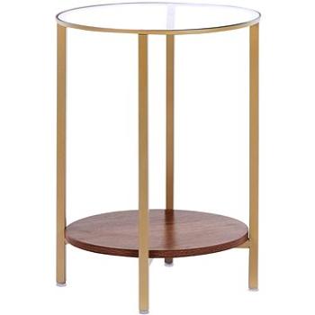 BELIANI so sklenenou doskou zlatý/tmavé drevo priemer 40 cm LIBBY (beliani_318767)