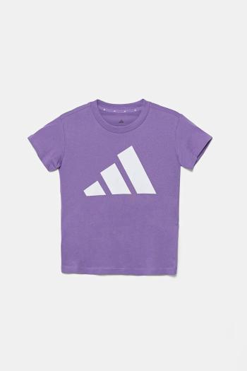 Detské bavlnené tričko adidas fialová farba, JC9625