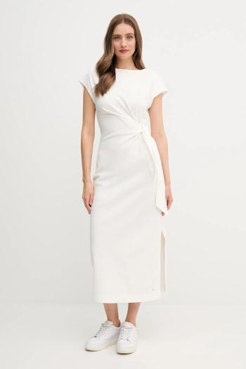 Bavlnené šaty Tommy Hilfiger béžová farba, maxi, rovný strih, WW0WW45159