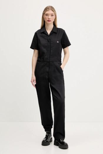 Bavlnený overal Dickies čierna farba, bavlnený, s golierom, DK0A862UBLK1