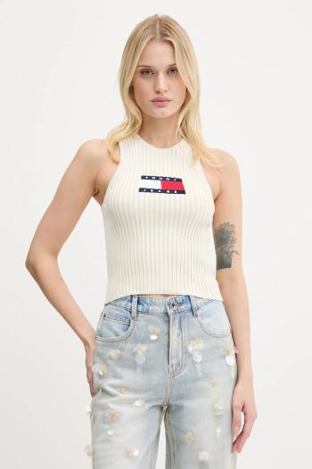 Top Tommy Jeans béžová farba, DW0DW20975