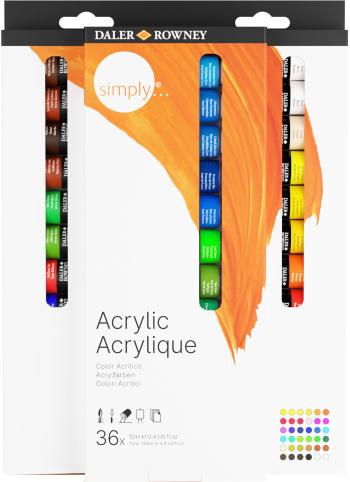 Daler Rowney Simply Sada akrylových farieb Assorted Colours 36 x 12 ml