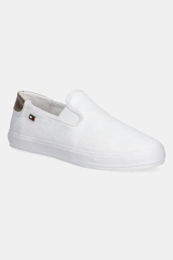 Tenisky Tommy Hilfiger VULC CANVAS SLIP-ON SNEAKER biela farba, FW0FW08645