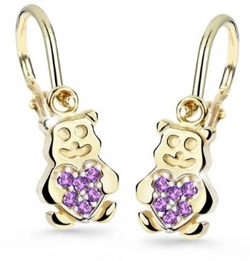 Cutie Jewellery Detské náušnice zo žltého zlata Medvedíky C2751-10-X-1 fialová