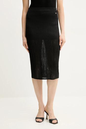 Sukňa Armani Exchange čierna farba, midi, rovný strih, XW000113 AF11957